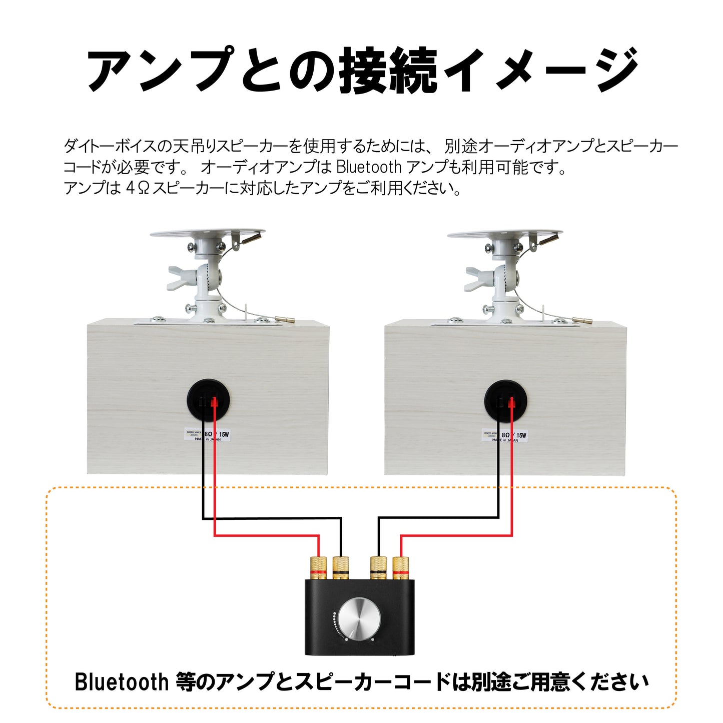 ダイトーボイス 天吊りスピーカー DVT-WD1 壁掛け・天井両対応 定格15w-最大20W 店舗スピーカー 8ω (白 ペア)
